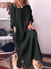 Load image into Gallery viewer, Women's Cotton And Linen Solid Color Casual Loose Dress