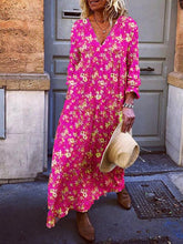 Load image into Gallery viewer, Women's Printed V-Neck Long Sleeve Casual Maxi Dress
