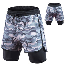 Load image into Gallery viewer, Camouflage Fake Two Pieces Double Layer Men's Shorts