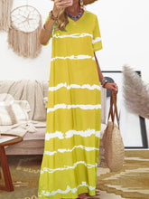 Load image into Gallery viewer, Printed Striped Long V-Neck Dress Women
