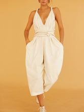 Load image into Gallery viewer, Women's Fashion White Loose Cropped Jumpsuit