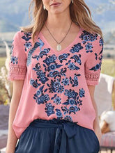 Load image into Gallery viewer, V-neck Printed Long-sleeved Shirt