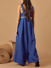 Load image into Gallery viewer, Women's Back Band Loose Straight Tassel Jumpsuit