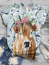Load image into Gallery viewer, Casual Impression Cow Balloon Print Fashion T-shirt
