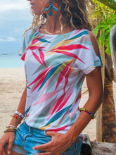 Load image into Gallery viewer, Striped Leaf Strapless T-shirt Top Women