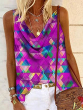 Load image into Gallery viewer, Geometric Print Loose Suspenders Small Vest T-shirt Top