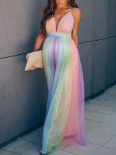 Load image into Gallery viewer, Maternity Sexy Rainbow Striped Maxi Dress
