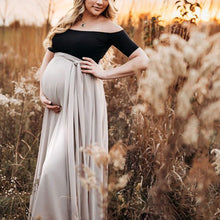 Load image into Gallery viewer, Simple Shoulder Mesh Maternity Dress