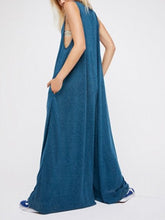 Load image into Gallery viewer, Women's Fashion Blue V-Neck Loose Jumpsuit