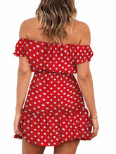 Load image into Gallery viewer, Women's Polka Dot Print Tube Top One Shoulder Mini Dress