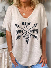 Load image into Gallery viewer, Pure Cotton V-Neck Letters Women's Tops