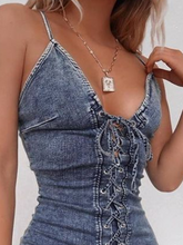 Load image into Gallery viewer, Women's Sexy Slim Stretch Denim Strap Bodycon Dress