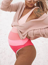 Load image into Gallery viewer, Striped Sexy Minimalist Beach Maternity Swimsuit