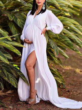 Load image into Gallery viewer, Maternity Elegant Solid Color V-neck Photo Dress