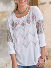 Load image into Gallery viewer, Round Neck Printed Mid-sleeved Loose Top