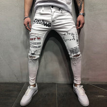 Load image into Gallery viewer, Men's Casual Fashion Slim Hole Graffiti Jeans