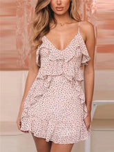 Load image into Gallery viewer, Floral Print Ruffle Slip Dress