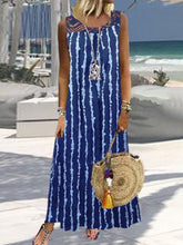 Load image into Gallery viewer, Women's Vertical Striped Round Neck Holiday Dress