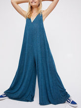 Load image into Gallery viewer, Women's Fashion Blue V-Neck Loose Jumpsuit