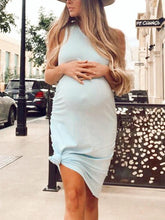 Load image into Gallery viewer, Slim-Fit Shoulder Cotton Maternity Dress