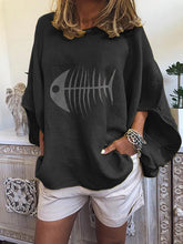 Load image into Gallery viewer, Round Neck Holiday Bat Shirt And Cuffed Solid Color Shorts