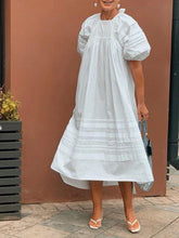 Load image into Gallery viewer, White Short Balloon Sleeve Oversize Maxi Dress