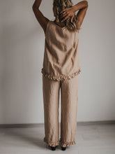 Load image into Gallery viewer, Women's Linen Solid Color Ruffle Sleeveless Suit