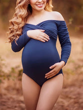 Load image into Gallery viewer, V-Neck Cotton Photo Bodysuit Maternity Dress