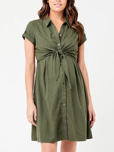 Load image into Gallery viewer, Maternity Fashion Button-Up Corset Short Sleeve Lapel Shirt Dress