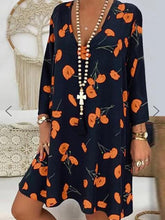 Load image into Gallery viewer, V-neck Loose Print Long Sleeve Dress Women