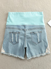 Load image into Gallery viewer, Maternity Fashion Lace Denim Belly Shorts