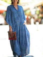 Load image into Gallery viewer, Loose Stripe Lapel Long Section Women's Dress