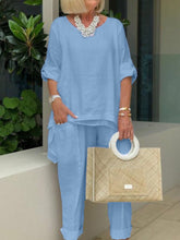Load image into Gallery viewer, Plus Size Cotton Linen Sleeves Women's Suits