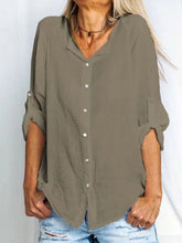 Load image into Gallery viewer, Solid Color Casual Button Loose Long Sleeve Top