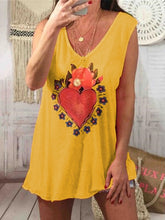 Load image into Gallery viewer, Women's V-Neck Heart-Shaped Printed Loose Short-Sleeved T-Shirt
