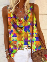 Load image into Gallery viewer, Geometric Print Loose Suspenders Small Vest T-shirt Top