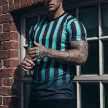 Load image into Gallery viewer, Men's Vertical Stripes Contrast Color Casual T-Shirt