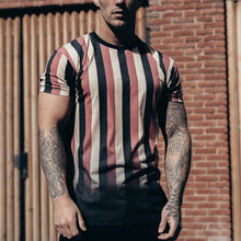 Load image into Gallery viewer, Men's Vertical Stripes Contrast Color Casual T-Shirt