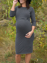 Load image into Gallery viewer, Maternity Casual Striped 3/4 Sleeve Nursing Dress