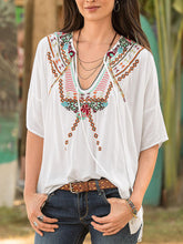 Load image into Gallery viewer, Women's Fashion Casual Floral Embroidery Printed T-shirt