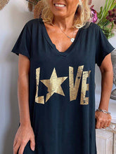 Load image into Gallery viewer, V-neck Letter Short Sleeve Casual Loose Dress