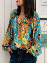 Load image into Gallery viewer, Women's Casual Loose Printed Embroidery V-neck Top