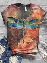 Load image into Gallery viewer, Casual Impression Dragonfly Print Fashion T-shirt