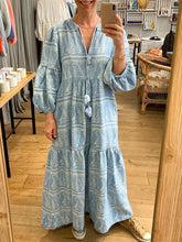 Load image into Gallery viewer, Women's Fashion Print Puff Sleeve V-Neck Maxi Dress