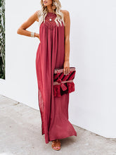 Load image into Gallery viewer, Women's Solid Color Deep V Fringe Sleeveless Maxi Dress