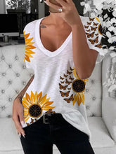 Load image into Gallery viewer, Sunflower Printed Cotton Breathable Women's Tops