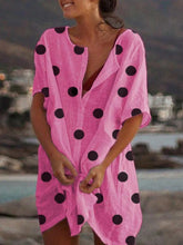 Load image into Gallery viewer, Women's Polka Dot Casual Midi Shirt Dress