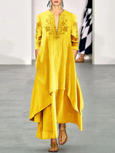 Load image into Gallery viewer, Women's Vintage V Neck Printed Colour Long Sleeve Dress