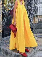 Load image into Gallery viewer, Women's Solid Color Loose Strap Bohemian Beach Dress