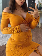 Load image into Gallery viewer, Maternity Slim Sexy V-neck Long Sleeve Strapless Dress